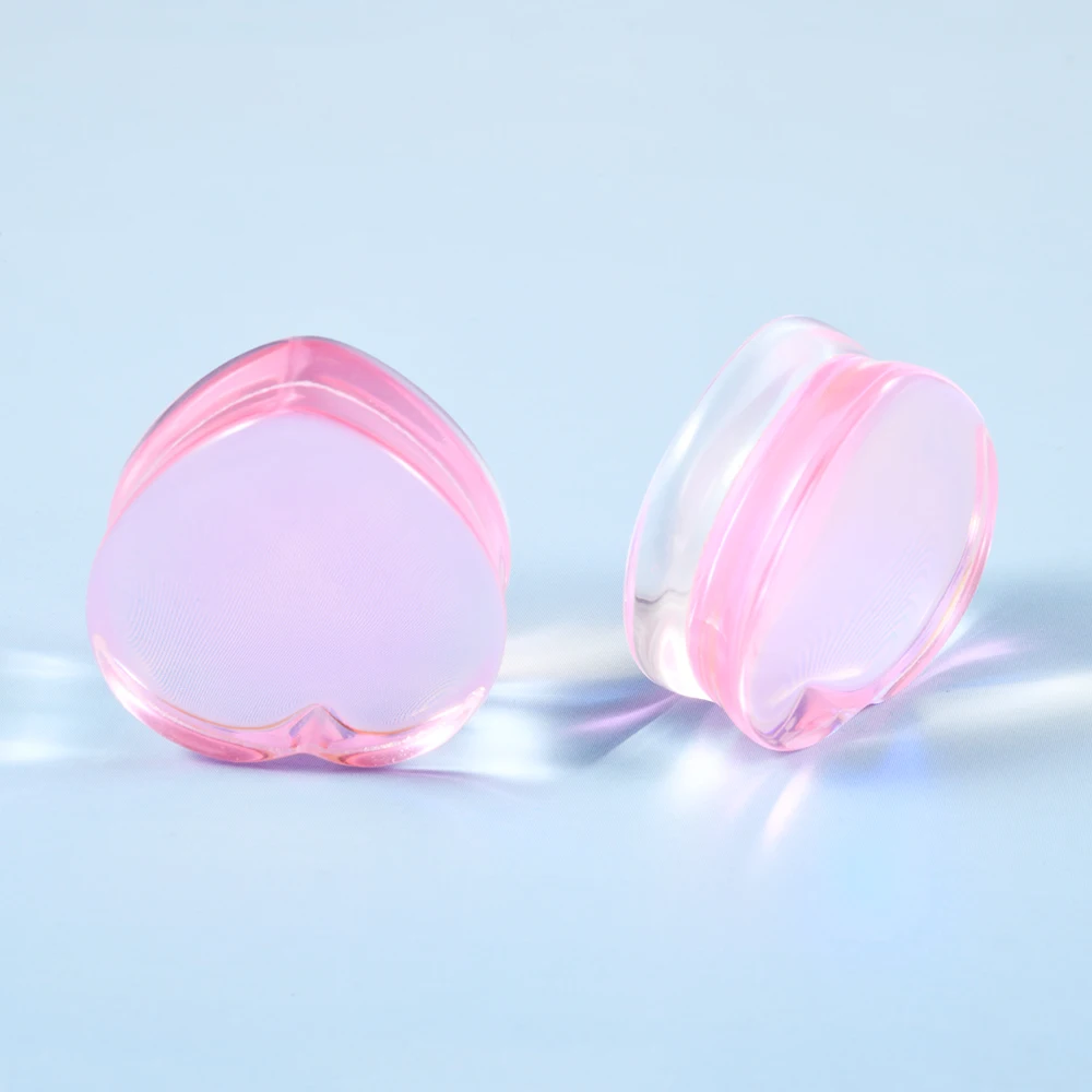 Mode Transparent Solide Rosa Lila Glas Herzförmige Ohr Expander Ohrmuschel Piercing Schmuck Ohr Expansion Artefakt 6-25mm – Detail 18