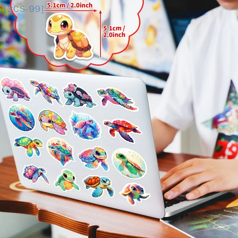 50 Uds. De pegatinas coloridas de dibujos animados de tortuga marina, pegatinas de Anime para ordenador portátil, teléfono, monopatín, motocicleta, coche, pegatina impermeable, juguete clásico