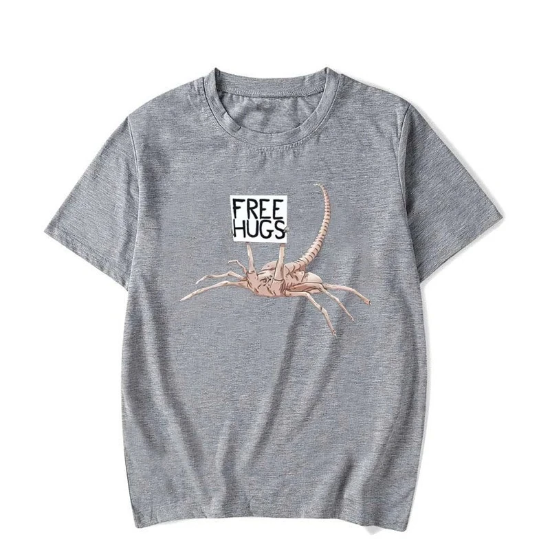 Free Hugs Funny Facehugger Aliens Women's T-shirt Harajuku Men T Shirt Hip Hop Top Tops Summer Streetwear Y2K Women's Clothing