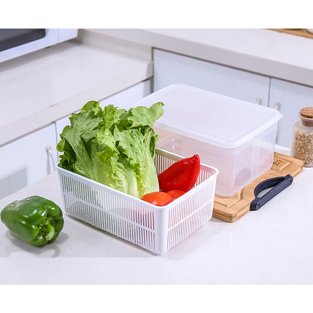 

Refrigerator Food Storage Box Premium Fruit Refrigerator Sealed Box Vegetable Bread Drainer Lids Fresh Kitchen Home
