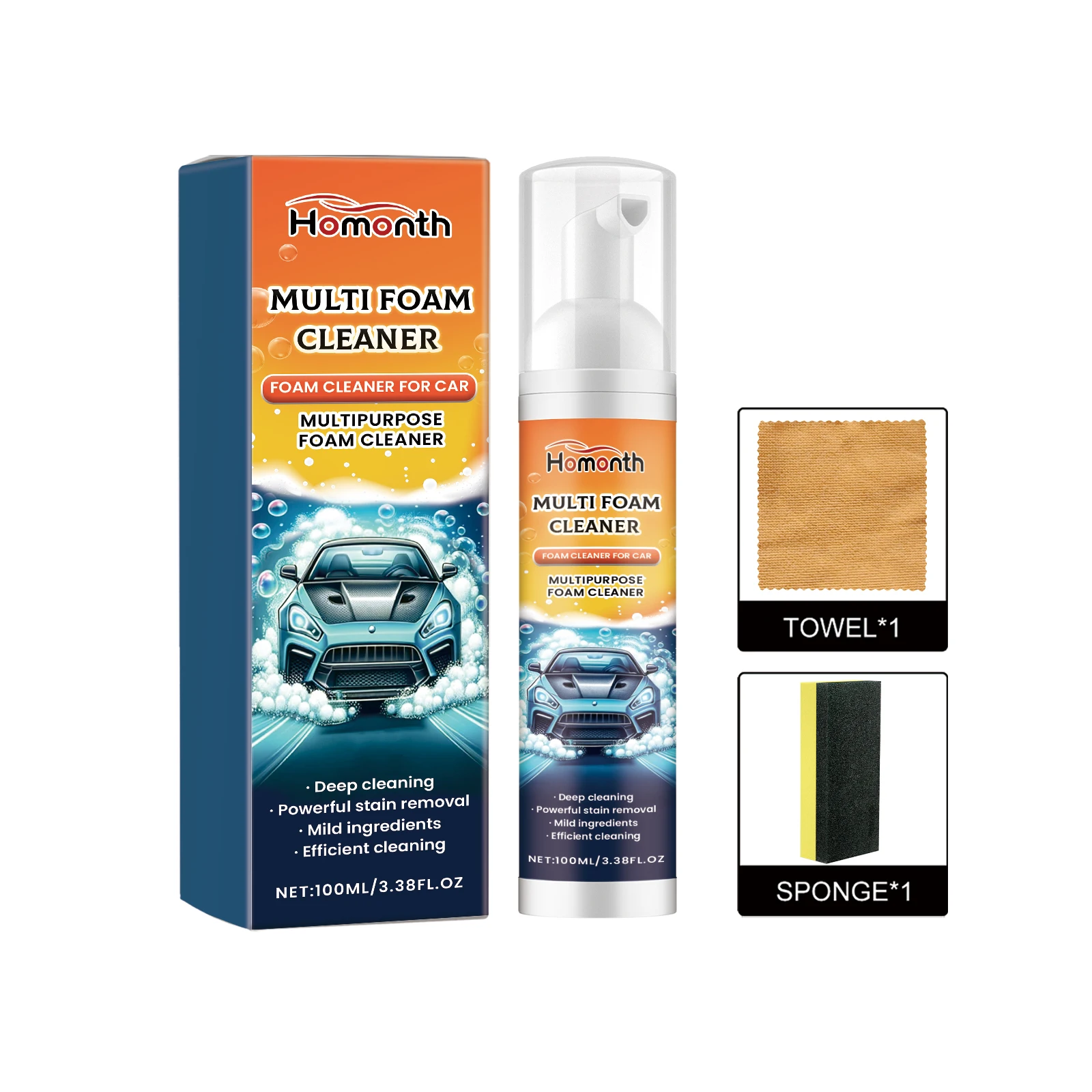 

Powerful Foam Upholstery Cleaner for Car Interiors - Deep Penetrating Formula Removes Stains from Fabric Seats in Minutes