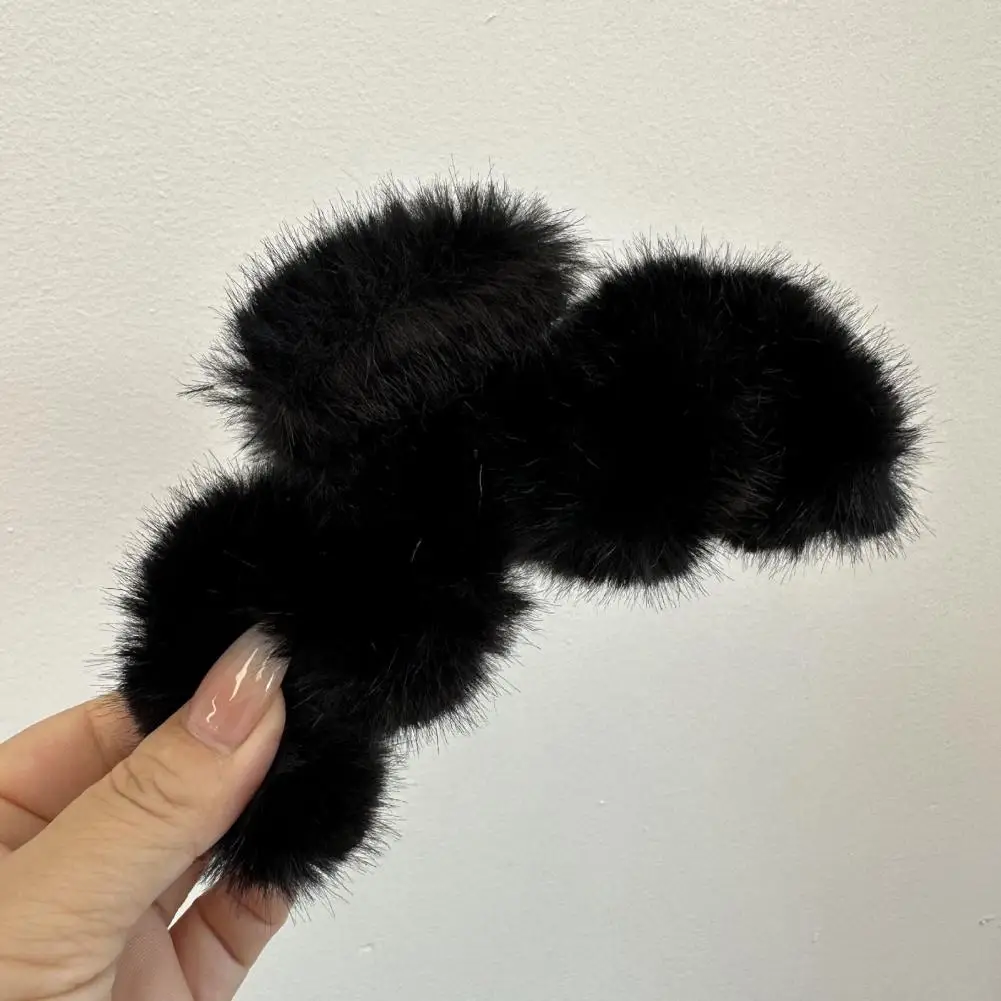 Hair Clip Soft Plush Hair Gripper Vintage Wave Shape Claw for Anti-slip Anti-break Hair Fixation Stylish Decoration Clamp Strong