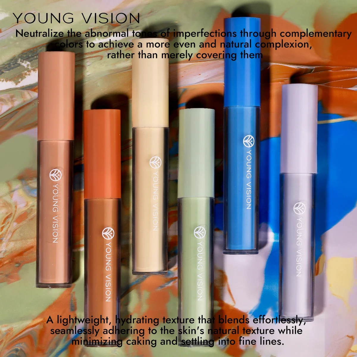 YOUNG VISION Corrector fresco hidratante de 6 colores ilumina el tono de la piel y cubre las imperfecciones y las ojeras corrector