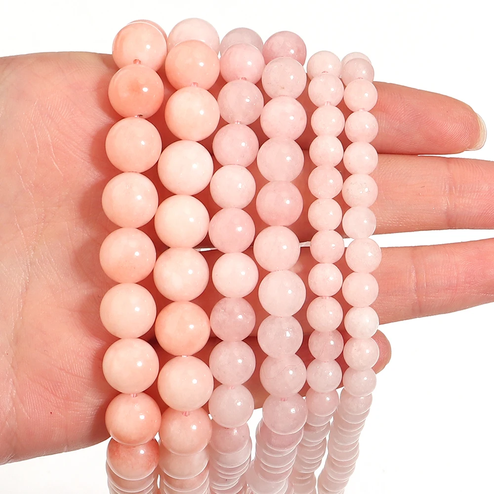 6 8 10 mm natürliche Morganit-Steinperlen, rosa, runde Edelsteinperlen, lose Perlen für die Schmuckherstellung, DIY-Armbänder, Halsketten-Zubehör
