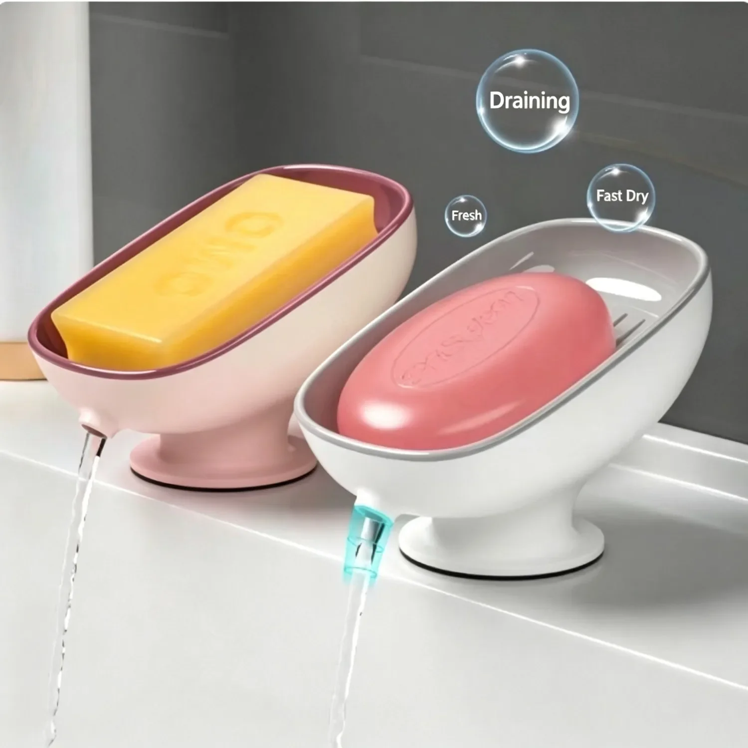 1pcs Drain Soap Holder Leaf Shape Soap Box Suction Cup Tray Drying Rack for Shower Sponge Container Kitchen Bathroom Accessories