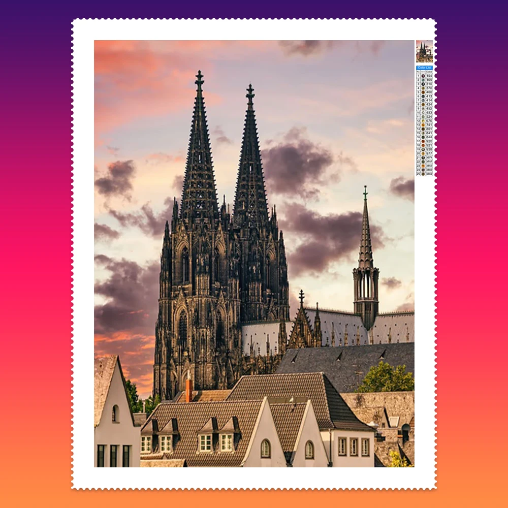 Köln Kathedrale 5D Diamant Malerei Kit Gothic Kirche Architektur Mosaik Malerei DIY Diamant Stickerei Moderne Wand Dekor
