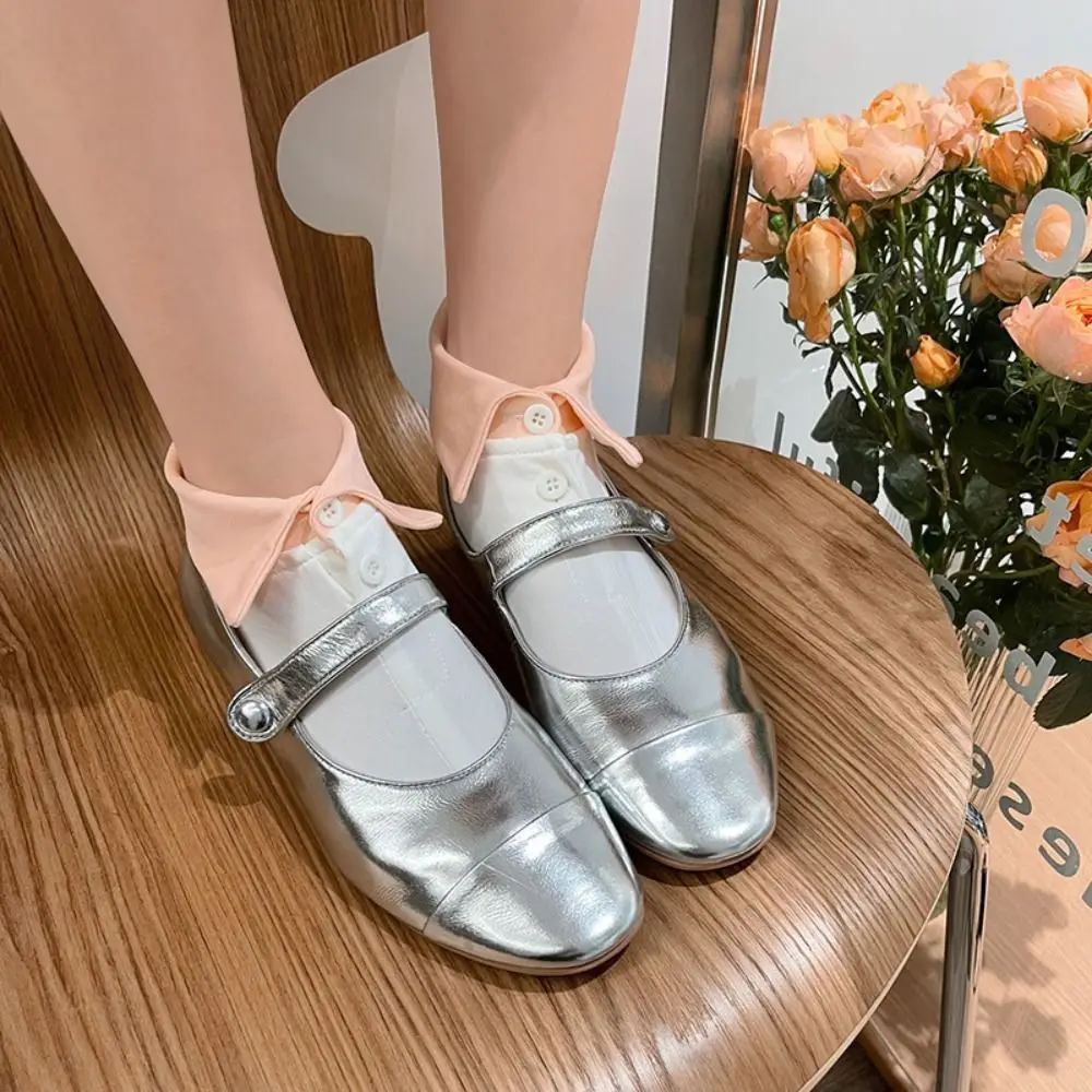 Comfortable Button Short Ankle Socks Novelty Lapel Flip Collar Socks Solid Color Creative Women's Tube Socks Female