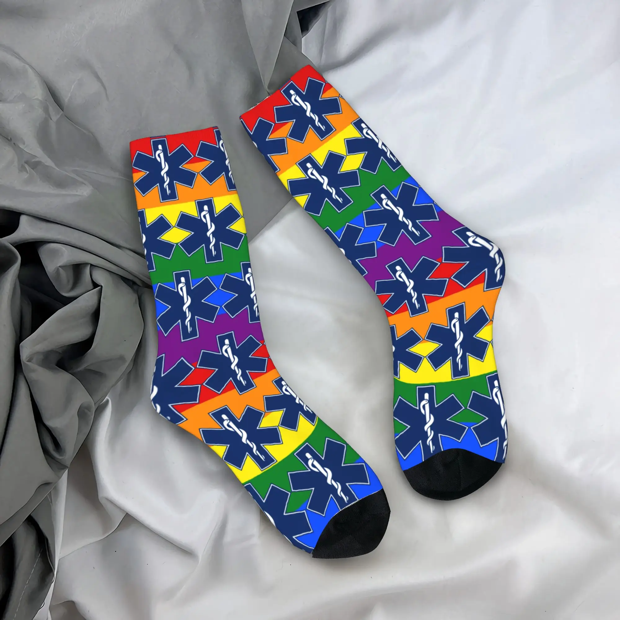 Personnalisé Gay Pride LGBT étoile de la vie arc-en-ciel drapeau robe chaussettes pour hommes femmes chaud drôle nouveauté LGBTQ lesbienne équipage chaussettes