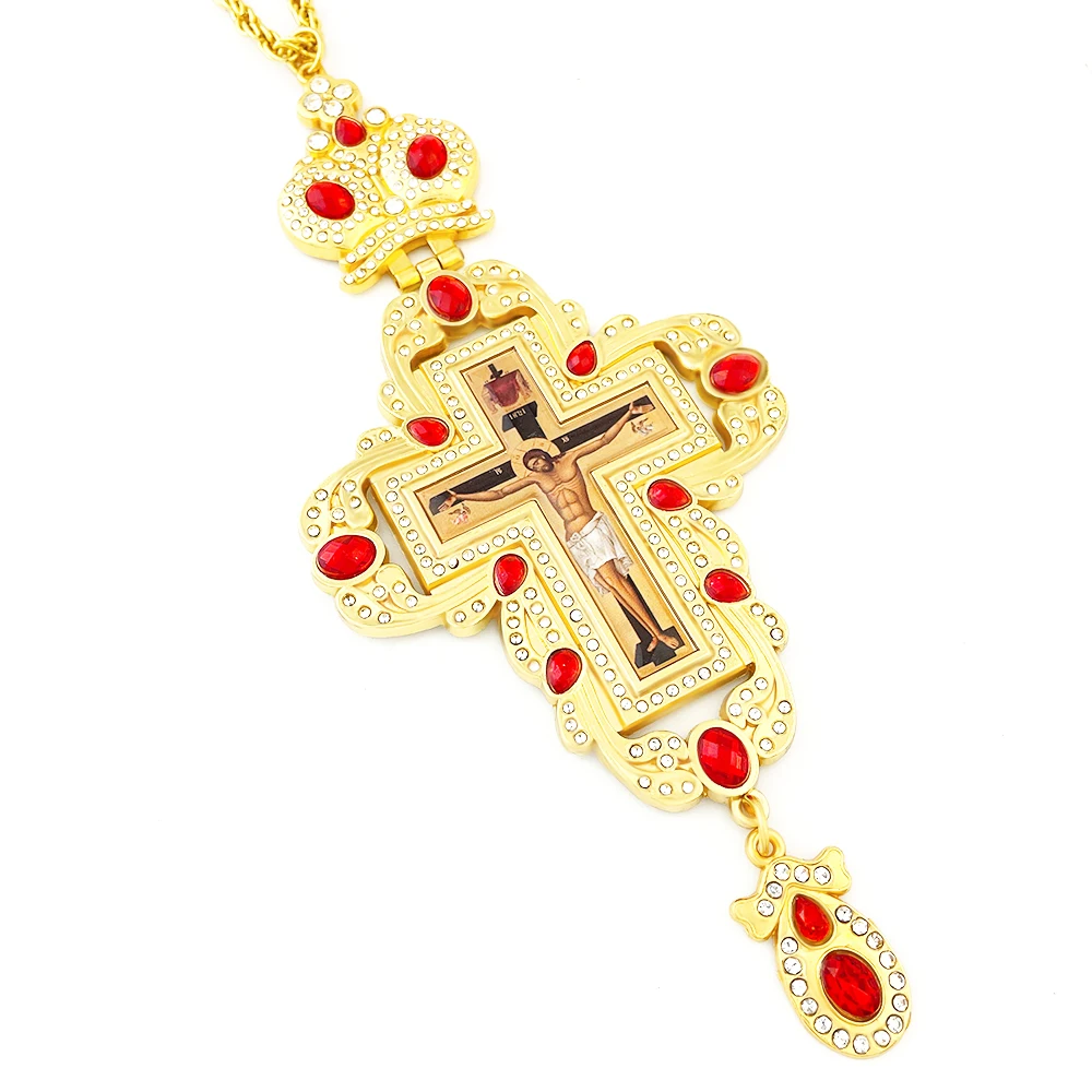 Brustkreuz Orthodoxe Jesus-Halskette Katholisches Kruzifix Brustkreuz Goldanhänger Kreuzkette Religiöser Schmuck крест кулон – Detail 6