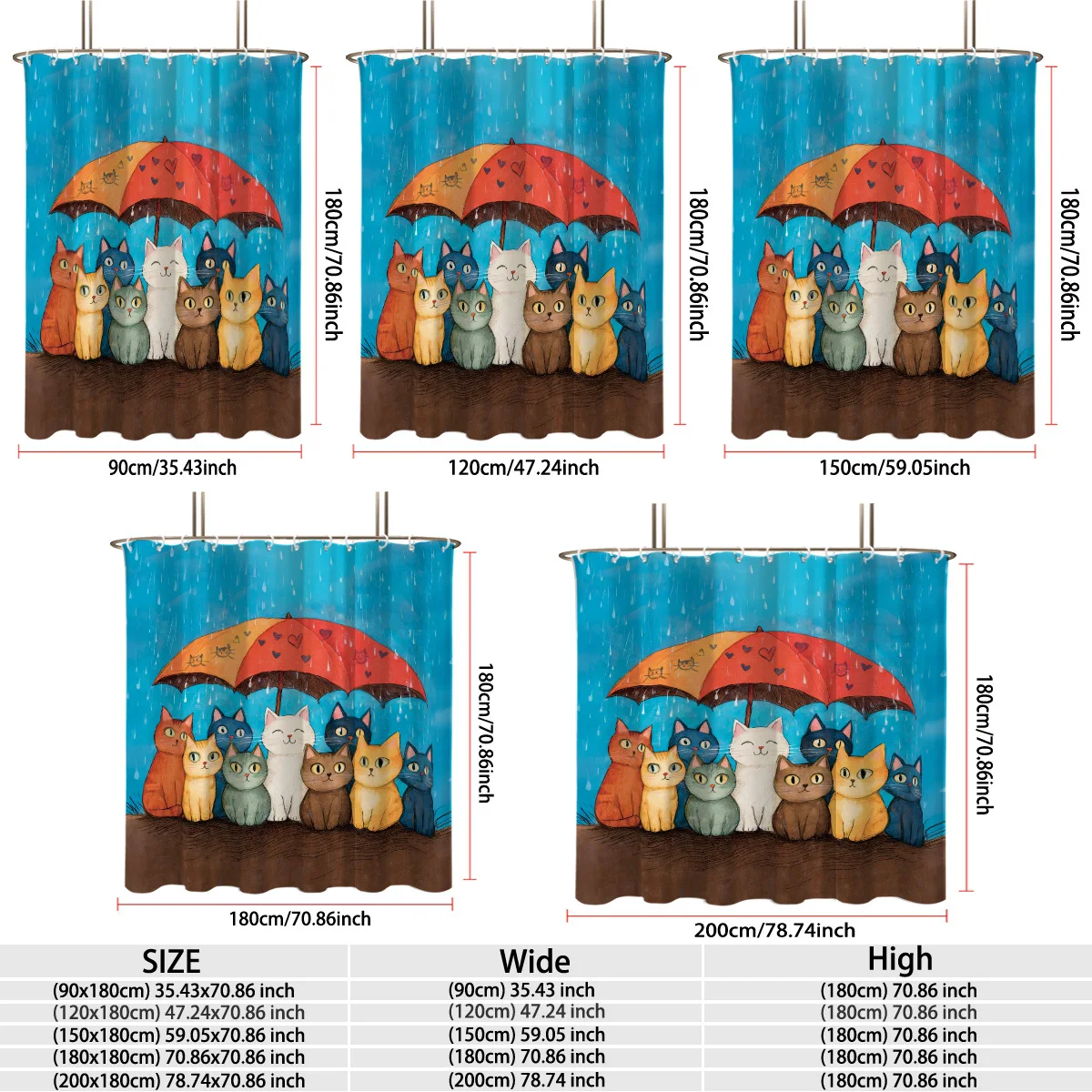 Whimsical Rainy Scene Group Of Colorful Kittens Huddling Under Heart‑decorated Umbrella Bright Blue Backdrop Flannel Blanket