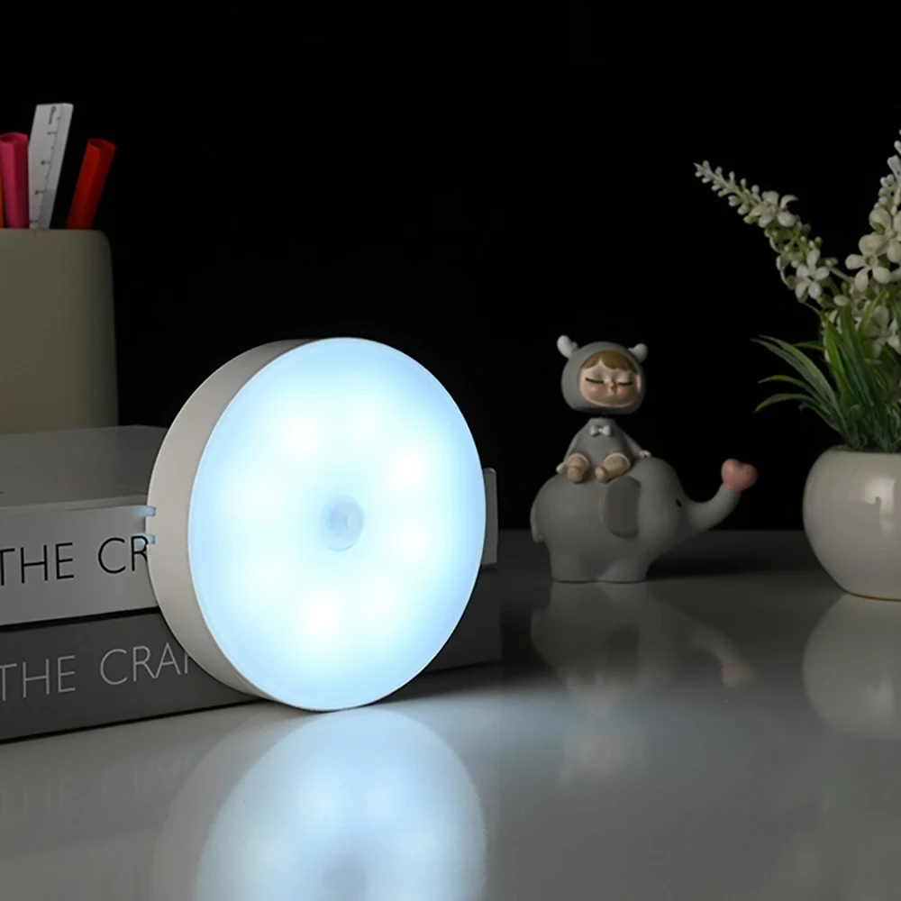 8LED Motion Sensor Night Light, USB Rechargeable Human Body Induction Lamp for Bedroom Bedside Cabinet