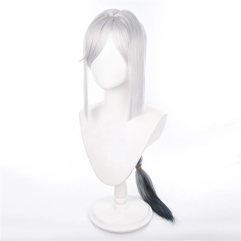 Shenhe คอสเพลย์วิกผมยาว 80 ซม.Gradient วิกผมสังเคราะห์ทนความร้อนผมปาร์ตี้ฮาโลวีน Shen เขาวิกผม + หมวกวิกผม
