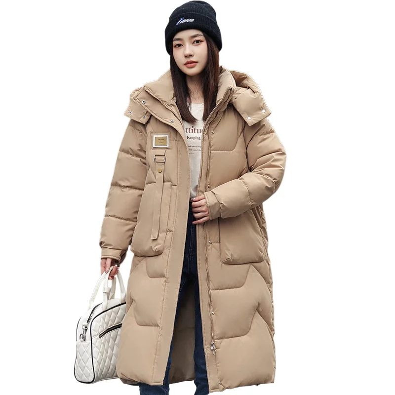 Women's Cotton-padded Clothes New Autumn and Winter Removable Hat Long Over-knee Thickened Cotton-padded Jackets Women's Jackets