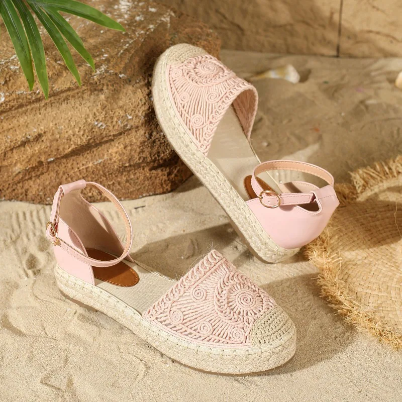 صنادل كلاسيكية بحبل القنب صنادل نسائية لصيف 2025 صنادل مريحة جديدة صنادل صياد السمك Sandalias De Mujer