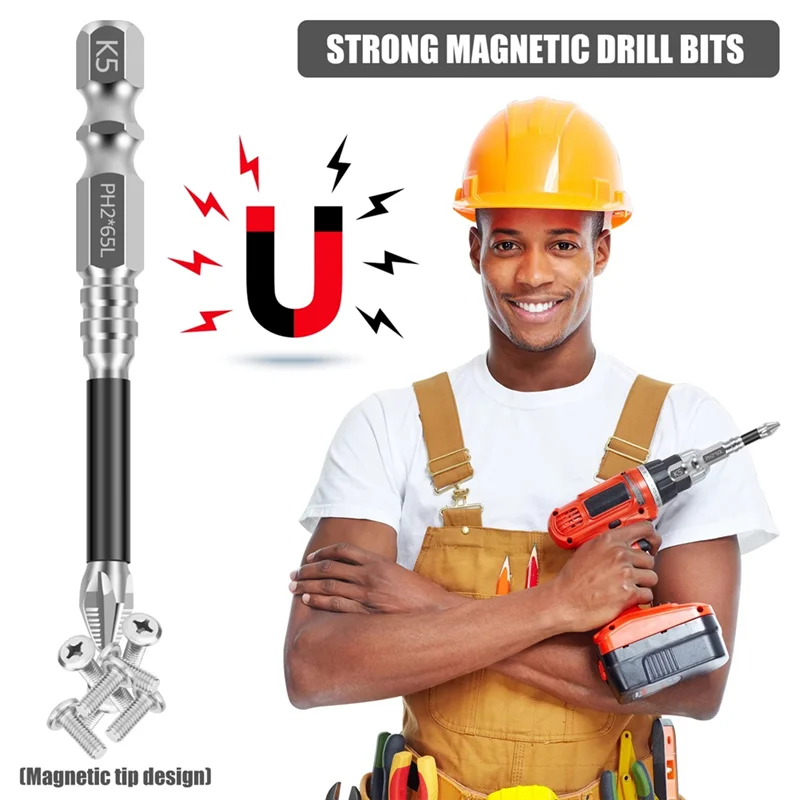 

【MEET】Driver Bit K5 Impact Screwdriver Bits Anti-Slip Magnetic Drill Bits Teethphillips Crosshead