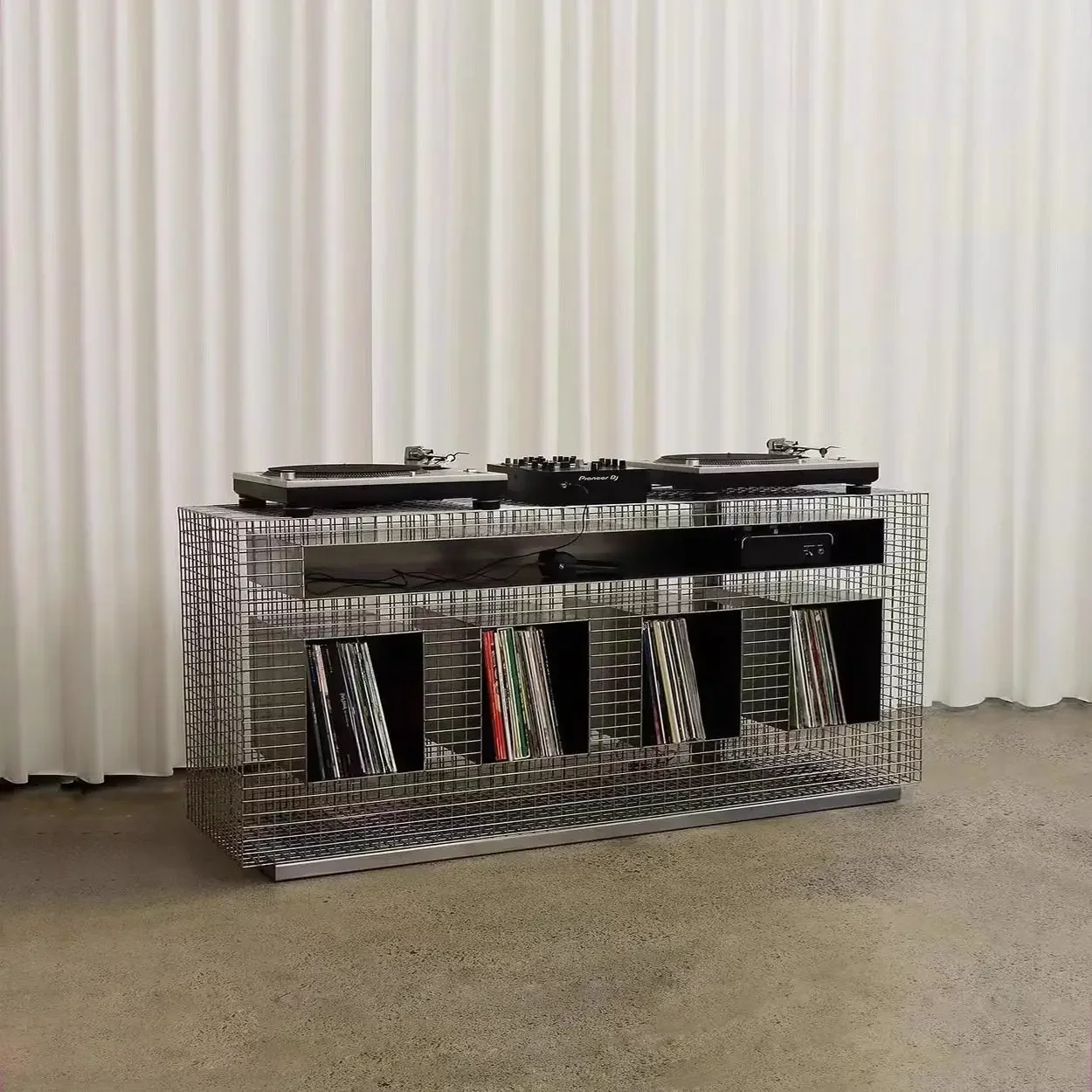Stainless steel industrial style DJing table, metal DJ table, large size, cyberpunk