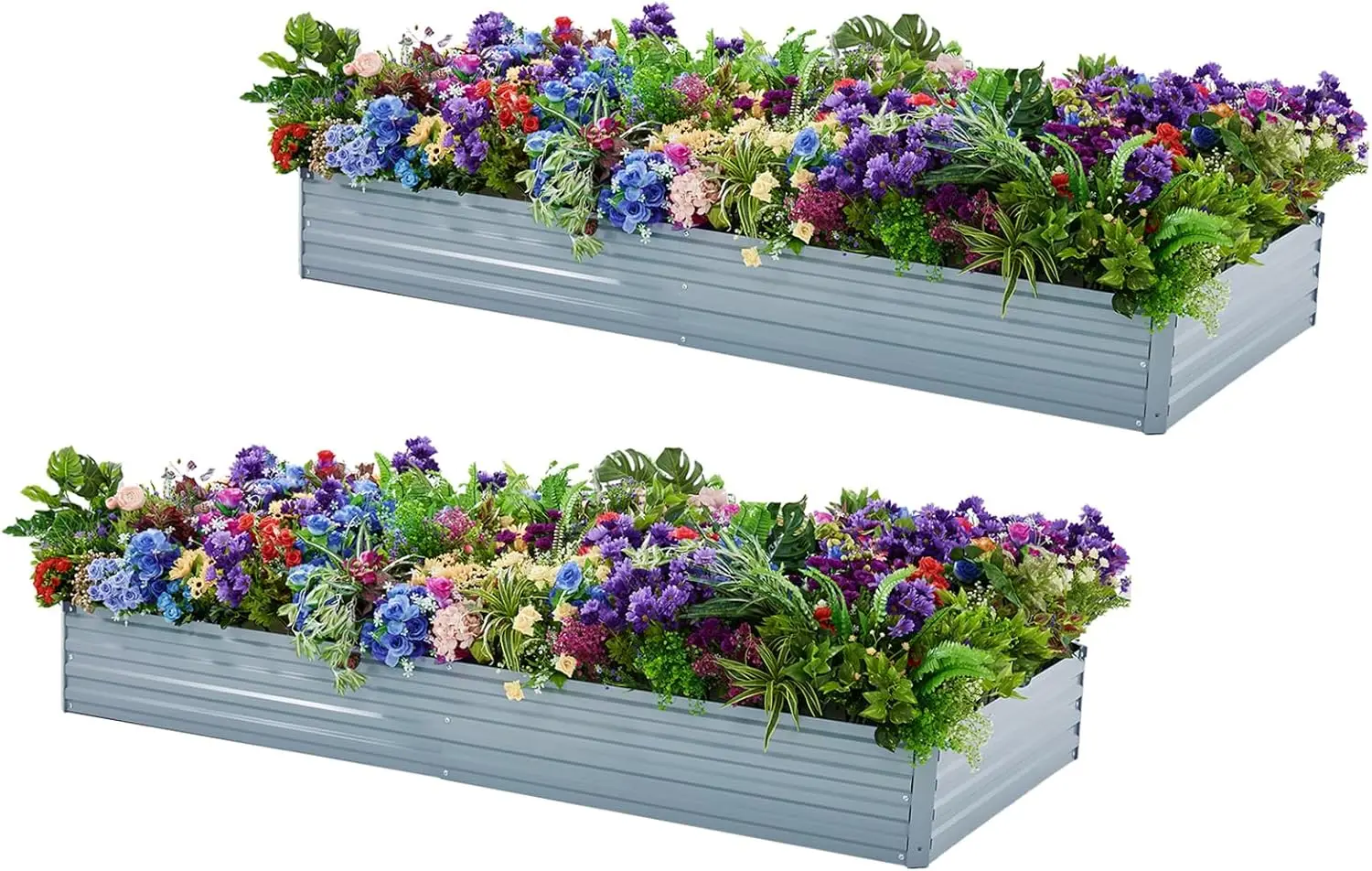 Raised Garden Bed & Planter Box, Galvanized Metal, 2 Pack 6x3x1FT, Gray