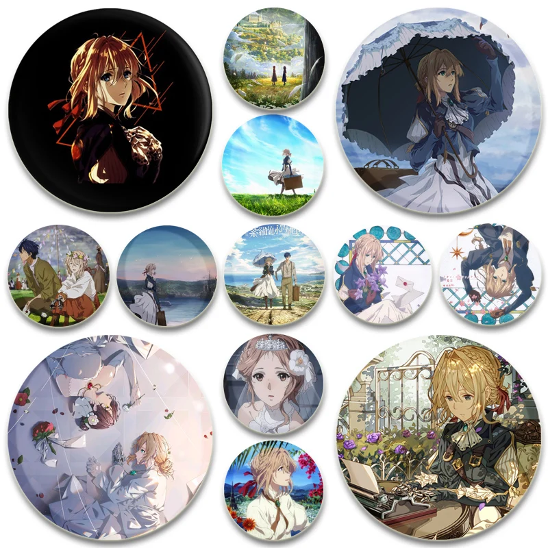 Anime Violet Evergarden Movie Brooch Pins Fashion Jewelry Accessories Cartoon Cosplay Badge for Clothes Backpack Decoration Gift