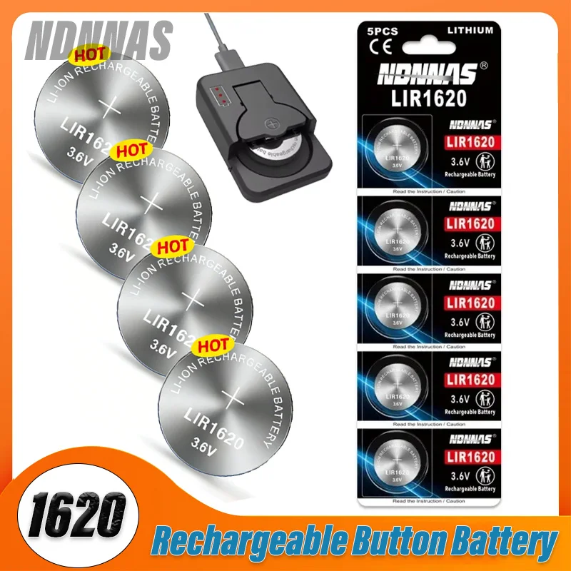 

LIR1620 3.6V Rechargeable Lithium Battery Compatible withCR1620 Long Lasting Button Coin Cell For Watch Key Remote Control pilas