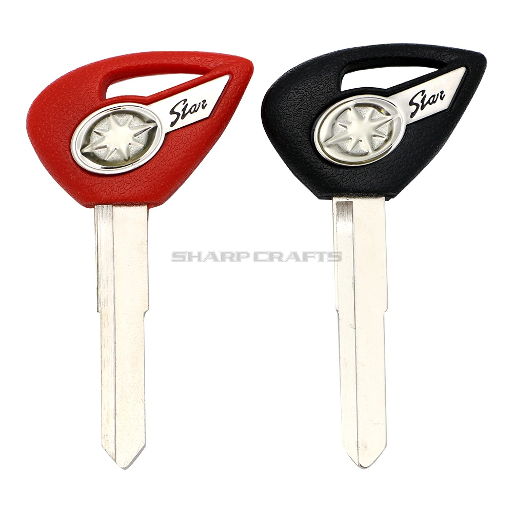 Black / Red Motorcycle Blank Key Uncut Blade For YAMAHA Dragstar V-Star DS400 DS650 XVS400 XVS650 XV1900 XVS1300 XVS950 view 3
