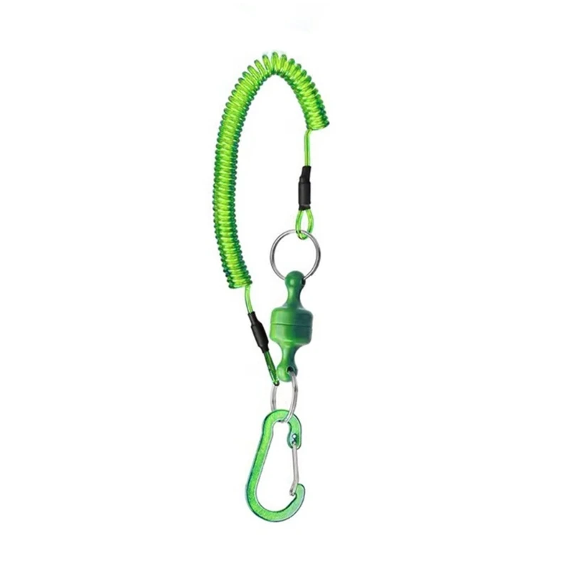 Fishing Net Release Holder Safety Rope Clip Landing Net Connectors Buckle With Coiled Lanyards