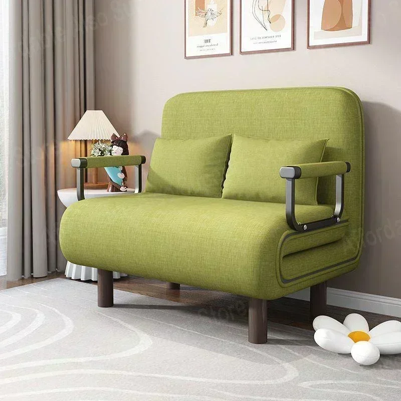 Sofa Bed for Apartment Dorm with armrest, Linen Modern Folding Futon, Reclining Couch with Pillow Sleeper Chair for Living Room