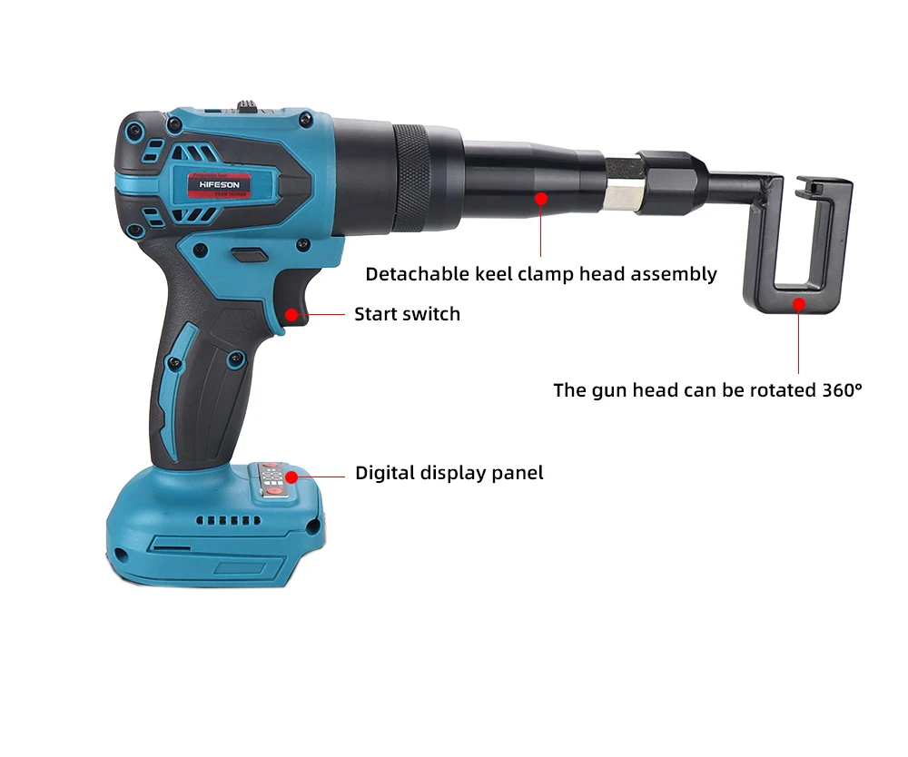 HIFESON pinza elettrica per chiglia senza chiodi rivettatrice senza batteria strumento di crimpatura in alluminio senza rivetti per batteria Makita