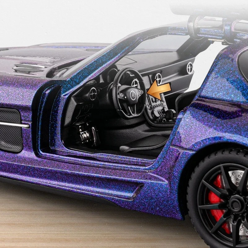 1:24 SLS 슈퍼카 합금 모델카 장난감 다이캐스트 금속 주조 소리와 빛이 나는 자동차 장난감 어린이용 차량