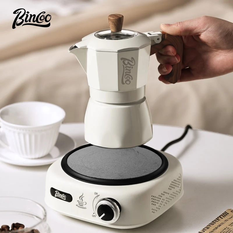 BINCOO double-valve mocha pot electric pottery pot brewed coffee pot home small Italian extraction hand-grinder set