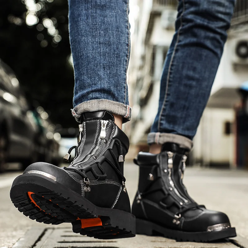الرجال عارضة Shoesthick أسفل الدانتيل متابعة عمال أحذية الرجال للعمل في الهواء الطلق حذاء رجالي جودة عالية الخريف الشتاء أحذية المشي لمسافات طويلة