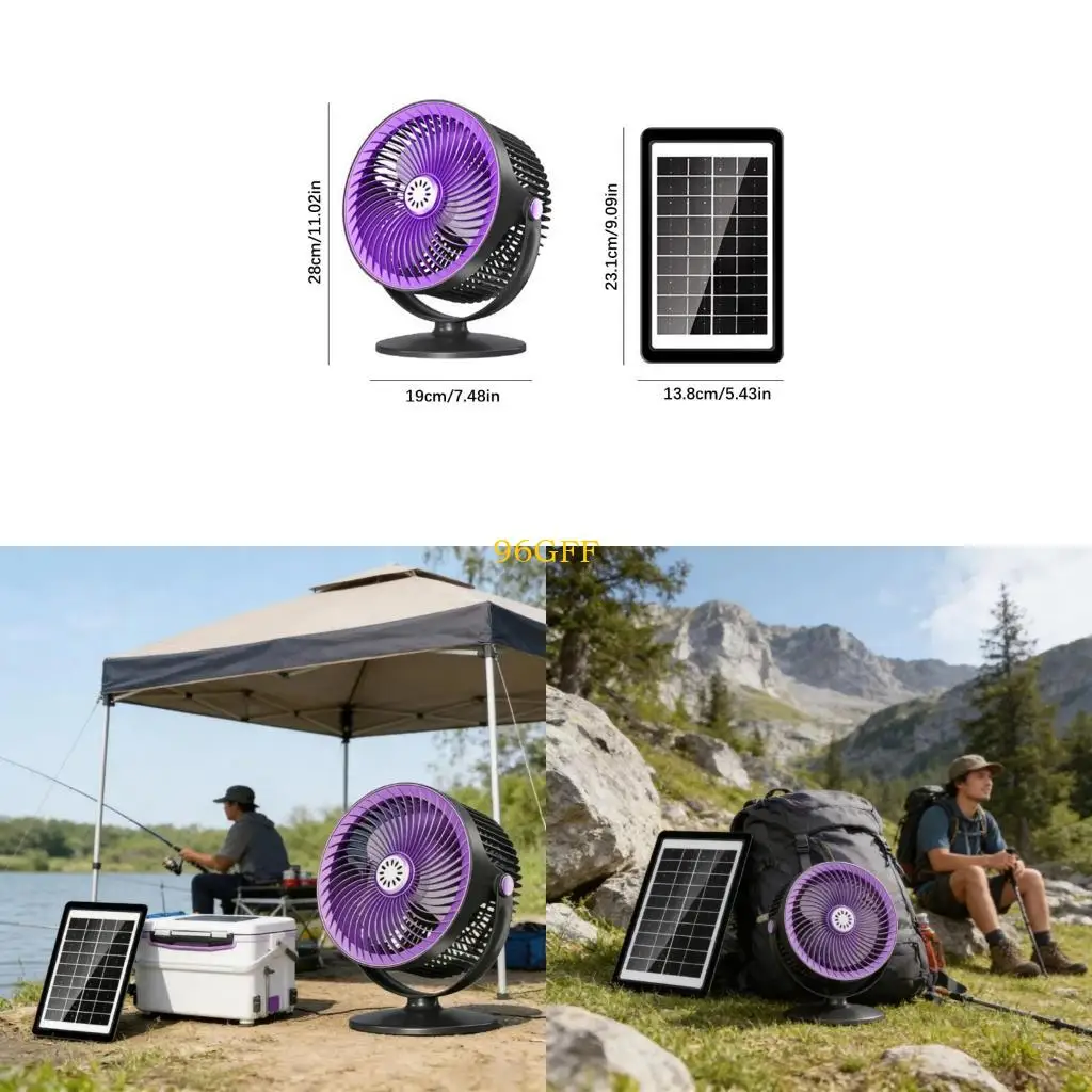 96GF Strong Solar USB Fan Featuring 3000mAh Battery Suitable For Backyard And Tent
