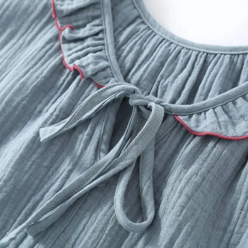 

Summer Sleeveless Tops With Shorts 2 Pcs Cotton Pamas Set Double-Layer Gauze Thin Pjamas Clothes For Women