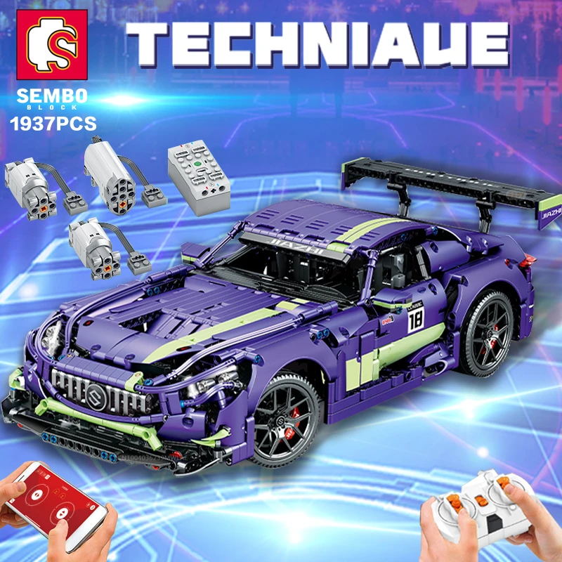 

SEMBO BLOCK 1937PCS Sports Car Building Blocks STEM Remote Control Collectible Model Cars Kits Supercar Bricks Child Adults