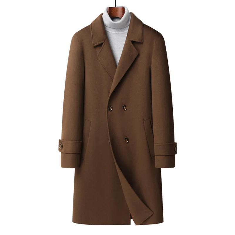New Winter Men Double-breasted Overcoats Business Casual Woolen Coats Quality Thicker Warm Cashmere Trench Coats Long Jackets 3X