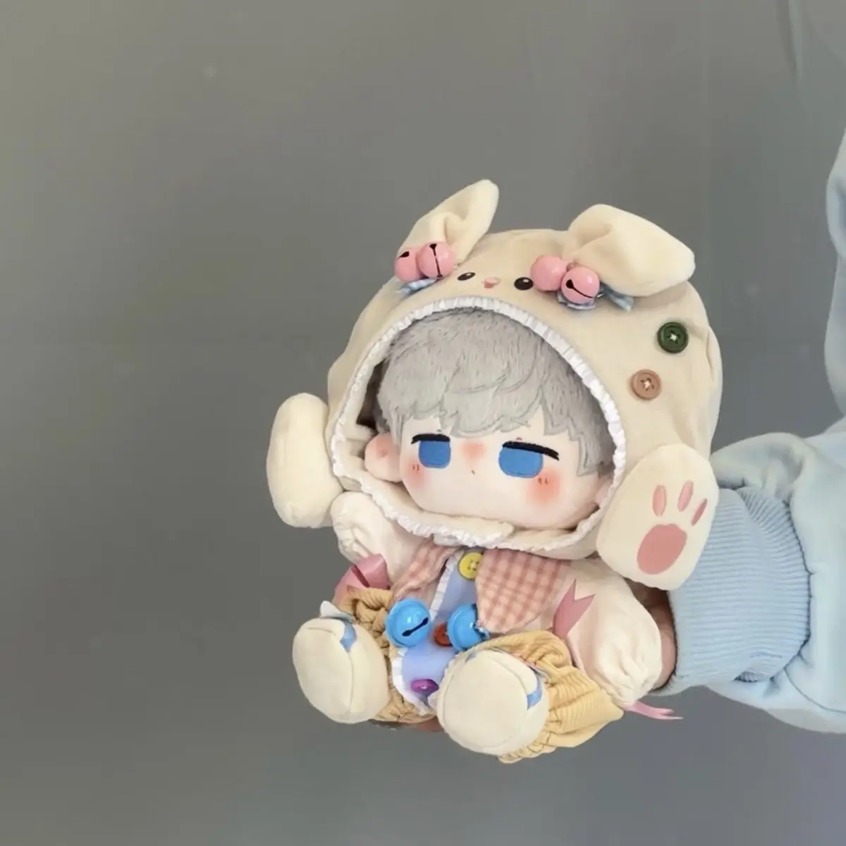 Conjunto de roupas de boneca de pelúcia de 20cm, roupa de coelho fofa para bonecas de algodão de 20cm, sem atributo em pé e colocação sentada, vestido de substituição