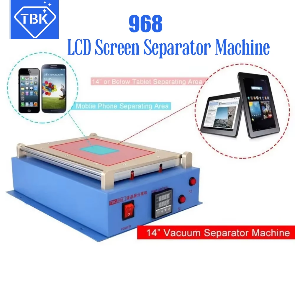 

TBK-968 LCD Touch Panel Aspirating Heating Separator Machine Split Screen Tool Built-in Vacuum Pump For Phone and Tablet