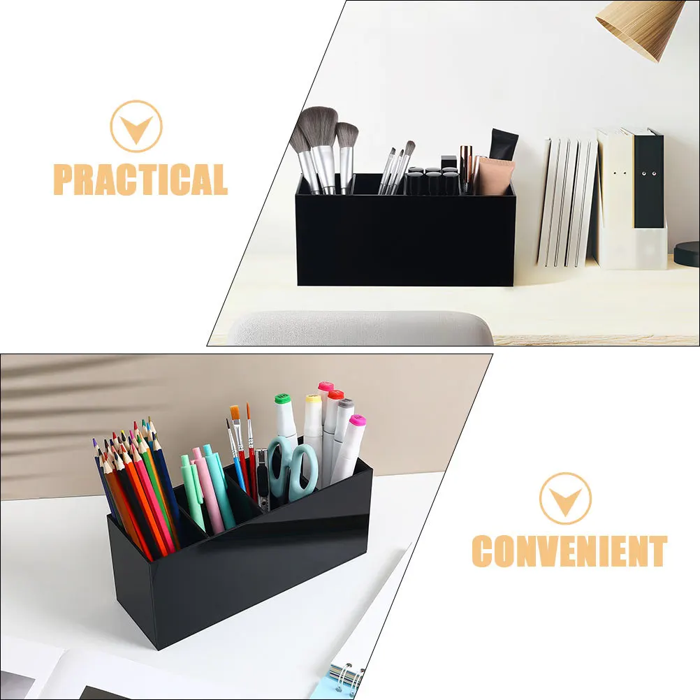 حامل فرشاة للمكياج مكون من 4 حجرات من الأكريليك منظم قلم لمنظم فرش المكتب وكونترتوب الحمام #5