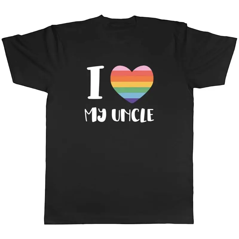 

Pride Rainbow Heart Mens T-Shirt I Love my Uncle LGBTQ+ Unisex Tee Gift