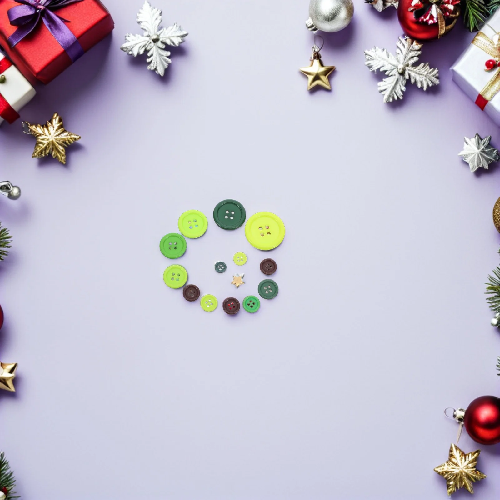 

1Set Mini Button Christmas Tree Ornament DIY Kit Holiday Crafting Supplies for Home Classroom Festive Button Craft Kit for All