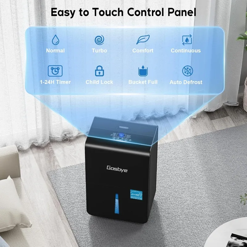 4500 قدم مربع. مزيل الرطوبة الأكثر كفاءة من Energy Star 2024 للطابق السفلي مع خرطوم تصريف، مزيل رطوبة بحد أقصى 115 لتر/D لكبير Ro