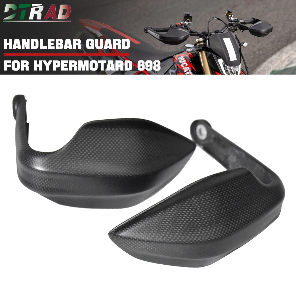 New For DUCATI Hypermotard 698 2024 Real Carbon Fiber Handlebar Hand Guards Handle Bar Protector Motorcycle Accessories Fairings