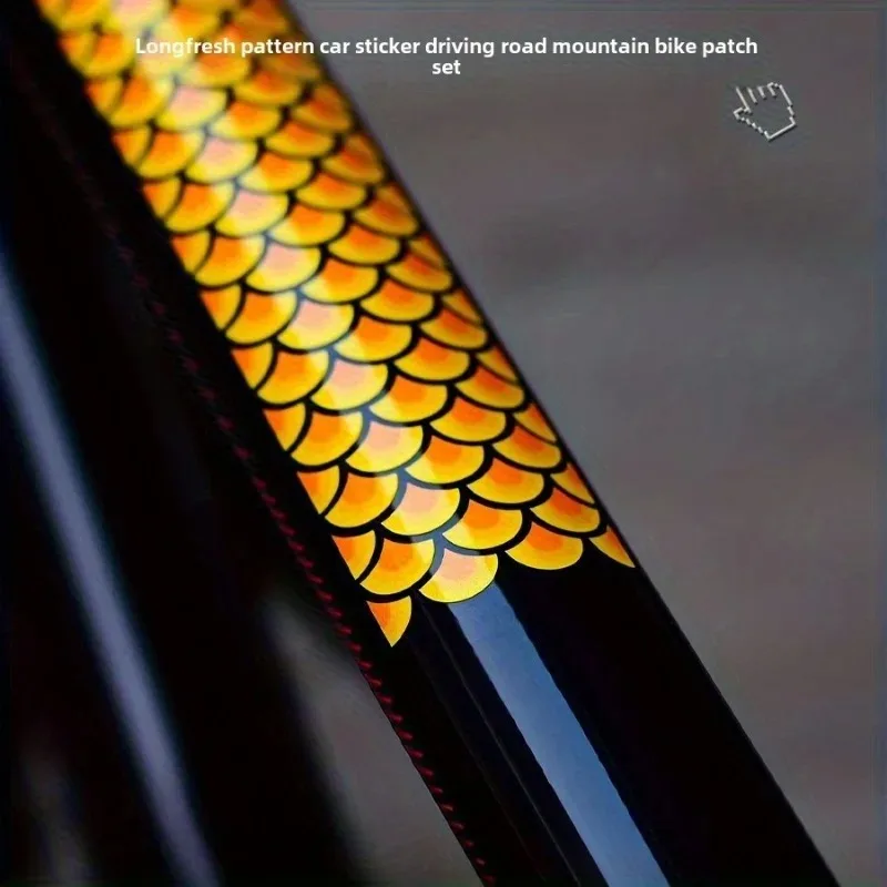 2PCS Yellow Dragon Scale Stickers Waterproof Scratch Resistant Vinyl Decals for Bike Motorcycle Car Steering Wheel Decor