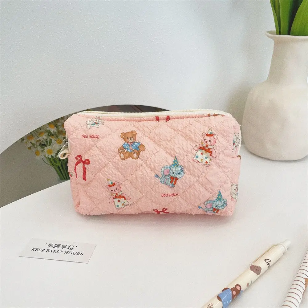 High Quality Large Capacity Pen Bag Fresh Cartoon Print Floral Storage Bag Cosmetic Bag School Office Gift Back to school