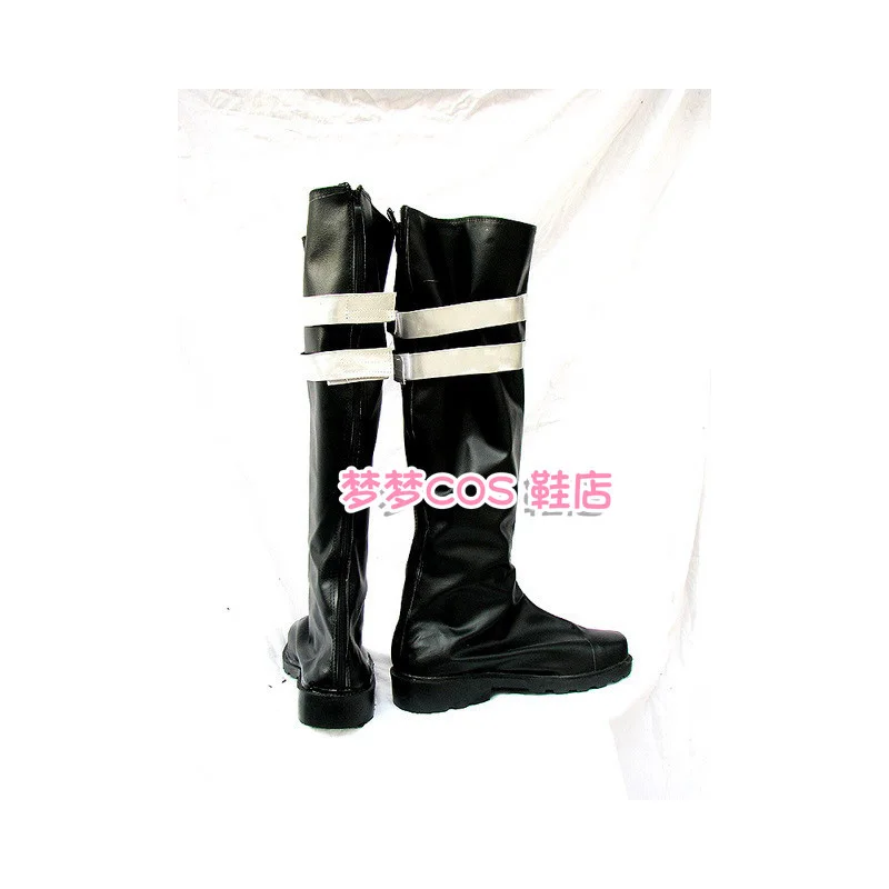 Anime Sephiroth Cosplay Shoes Black Long PU Leather Flat Sole Boots For Halloween Carnival
