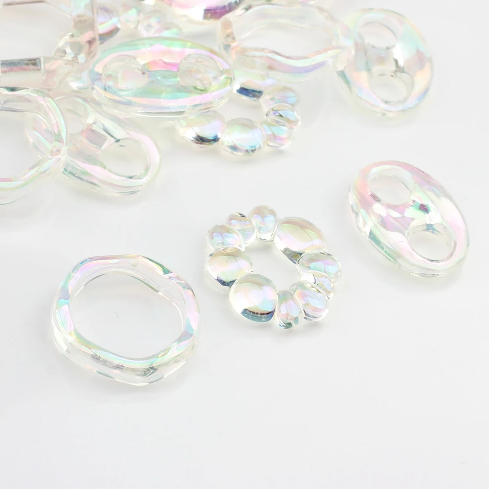 Acrylic Resin Geometry Rainbow Connector Charms 10pcs For DIY Fashion Earrings Necklace Jewelry Making Accessories