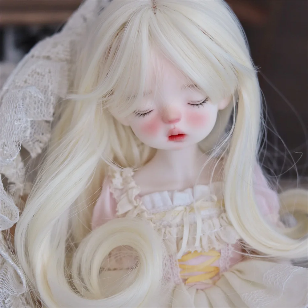 

1/6 Doll's Wig Fit To 30cm Bjd Doll Head Circumference 15-17cm Gold Long Curled Hair with Bangs Toys Doll Accessories, No Doll