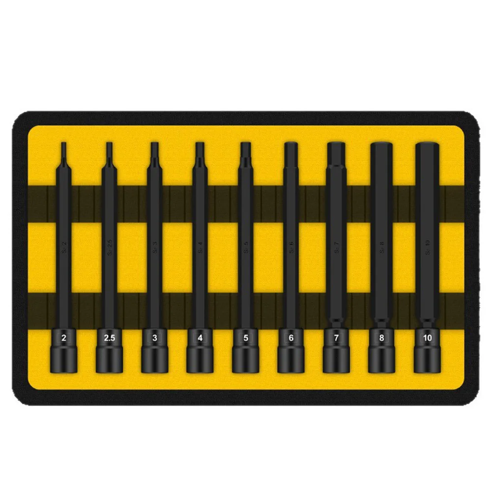 9 Piece Hexagon Socket Tool Set Hexagonal Auto Repair Tool Compatible With 1 4 Inch Drive Precise Fit For Fasteners