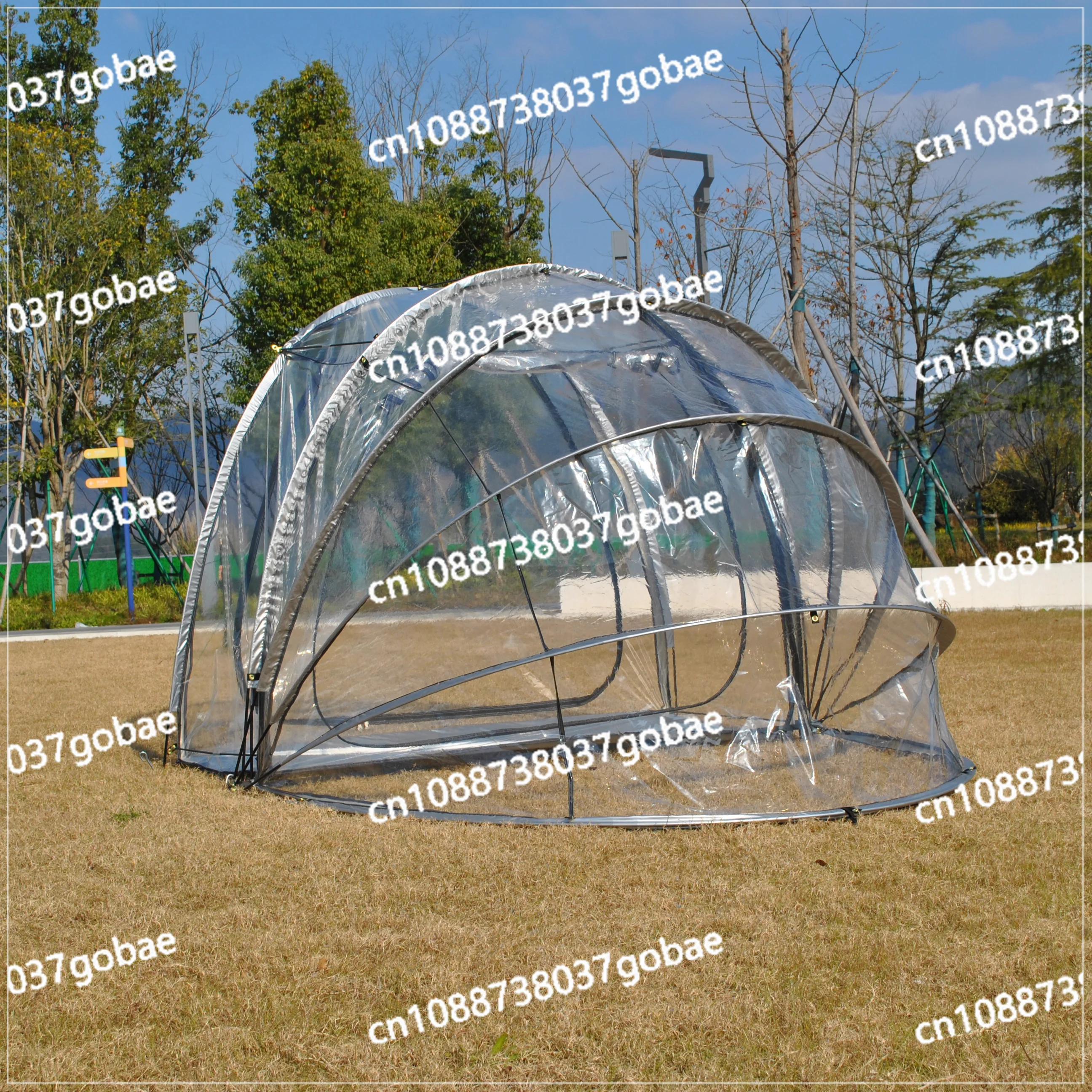 One Bedroom and One Living Room Fullytransparent Tent4 Person PVC Tent Sun Room, Flower Room Warm Tent Panoramic Starry Sky Tent