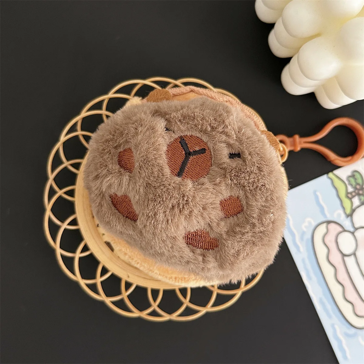 Creative Capybara Kawaii Anime Plush Coin Purse Lovely Cartoon Round Bags Pendant Funny Mini Fashion Headphone Storage Bag New