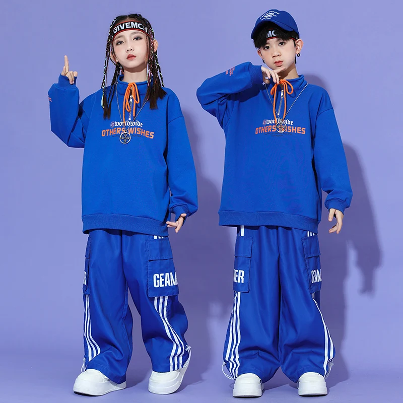 Hip Hop Boys High Collar Sport Jacket Sport Pants Gilrs Street Dance Loose Coat Streetwear Kids Jazz Outfit Child School Uniform